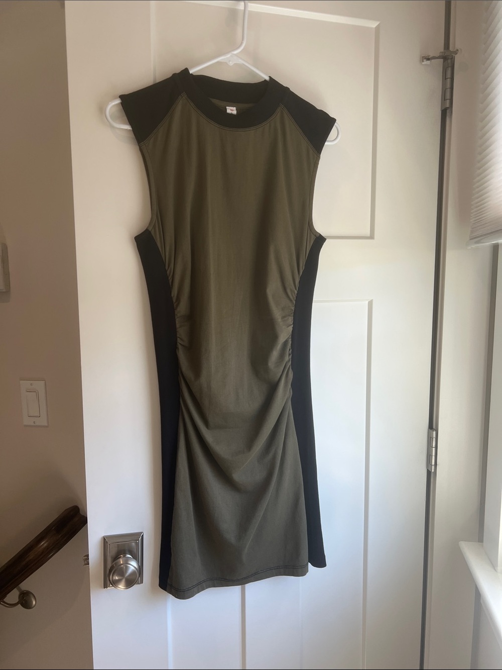 Anthropologie Olive Green & Black Sleeveless Sheath Dress. Never worn